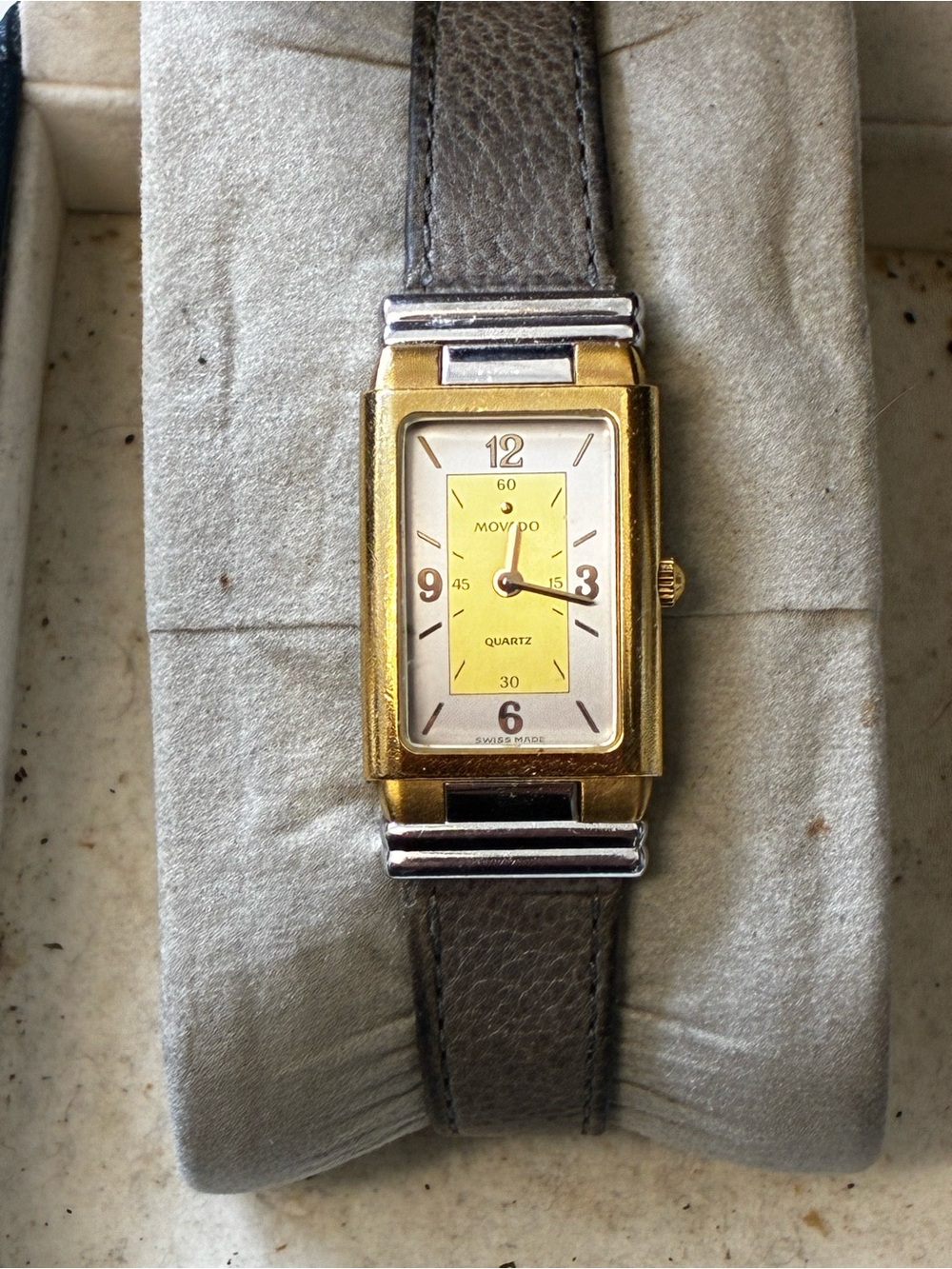 Vintage Movado 18mm Rectangular Ladies Watch  87-24-437 New Battery